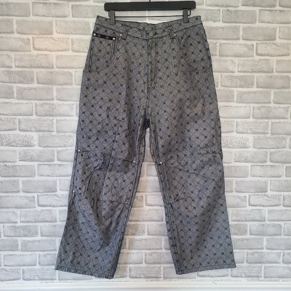 Vintage Cross Colours Denim Jeans Y2K Baggy Skater Print *see measurements
